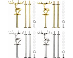 Set van 4 Etagère Stangen - Taart- en Fruitstandaard Onderdelen Goud en Zilver