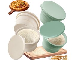 Set van 4 fermentatieboxen — Met deksels — Herbruikbare antiaanbaklaag van siliconen — Geschikt voor het fermenteren van pizza en deeg