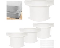 Set van 4 Fitted Paint Holders, Witte Antislip Stretch Rubbers voor Matrassen, Babybedden en Seniorenbedden, Sterke Antislip Clips met Hechting, Dekbedovertrek Houder met Sluitstrips en Bescherming tegen Wind