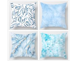 Set van 4 Fluwelen Kussenslopen 45x45 cm - Decoratieve Kussenhoezen voor Binnen en Buiten - Marmer Design