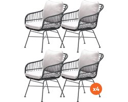 Set van 4 - Garden Impressions Margriet tuinstoel - Zwart/Zand