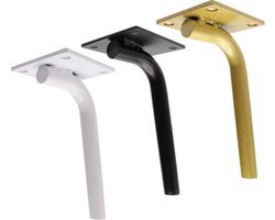 Set van 4 Gebogen Meubelpoten voor Bank, Kast, Bed - 17 cm Wit Metaal
