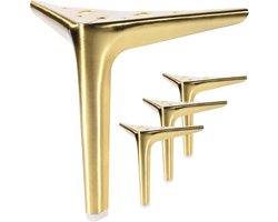 Set van 4 Geborsteld Gouden Meubelpoten 18 cm - Metalen Vervangende Poten voor Bank, Kast, Tafel en Dressoir