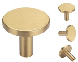 Set van 4 Geborsteld Messing Decoratieve Wandhaken 35x32 mm voor Badkamer Wasruimte Kledingwinkel Hotel Café Hoeden Handdoeken Jassen Wandmontage (Rond)