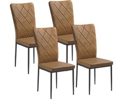 Set van 4 gevoerde eetkamerstoelen - met hoge rugleuning - Ergonomisch en veelzijdig
