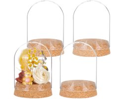 Set van 4 Glazen Kappen met Kurk, 6.5x9.2cm - Decoratieve Klokken voor Bloemen, Planten en Ambachten