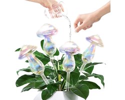 Set van 4 Glazen Watergeefballen met Paddenstoeltop voor Planten en Bloemen, Ideaal voor Tuin en Balkon, Automatische Bewatering voor Binnen en Buiten