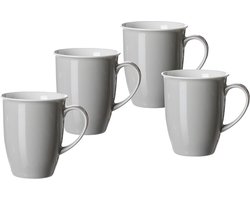 Set van 4 Grijze Koffiemokken - Stevig Porselein