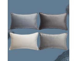 Set van 4 Grijze Kussenhoezen 30 x 50 cm van Fluweel met Kleurverloop voor Sofa, Slaapkamer en Balkon, Zacht en Luxe Decoratie