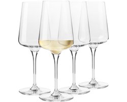 Set van 4 grote glinsterende witte wijnglazen | 400 ml | Infinity collectie | elegant | cocktail kristal huwelijkscadeau | loodvrij glas | huizen, restaurants en keuken