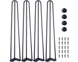 Set van 4 Haarspeld Tafelpoten 28 Inch Zwart Satijn Industrieel Design