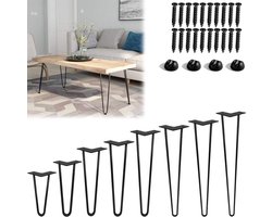 Set van 4 Haarspeldtafelpoten, Doe-Het-Zelf Meubelpoten met Vloerbeschermers en Schroeven, 2-Polige Stalen Haarspeldpoten, Verwisselbare Meubelpoten, Haarspeldpoten voor Tafels, Stoelen, Kasten en Banken, 61 cm NAIZY