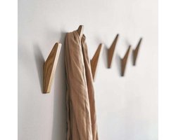 Set van 4 haken van natuurlijk beukenhout, muurbeugel om hoeden, handdoeken en jassen op te hangen – modern rustieke decoratie