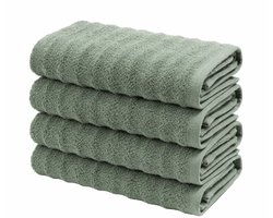 Set van 4 handdoeken - Groen - 50 x 90 cm - 500 g/m² - Zacht en absorberend