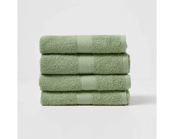 Set van 4 handdoeken van 100% Turks katoen, ultrazacht en absorberend, 500 g/m², saliegroen, 50 x 90 cm
