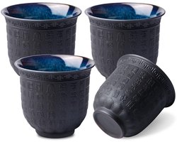 Set van 4 Handgemaakte Chinese Theekopjes - 165 ml Keramische Espresso Cups