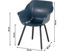 Set van 4 - Hartman Sophie Element dining armstoel - Steel Blue - Alu poot OP=OP