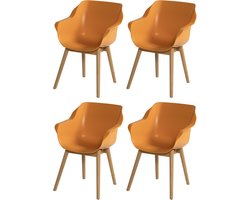 Set van 4 - Hartman Sophie Studio dining armstoel - Indian Orange - Teak poot