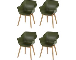Set van 4 - Hartman Sophie Studio dining armstoel - Moss green - Teak poot