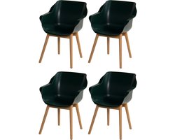 Set van 4 - Hartman Sophie Studio dining armstoel - Night green - Teak poot OP=OP