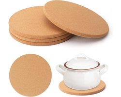 Set van 4 Hittebestendige Kurken Onderzetters van 7,5 Inch voor Potten, Schalen en Keukenaccessoires