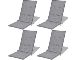 Set van 4 hoge rugleuning kussens voor tuinstoelen 120 x 50 x 3 cm - waterafstotend - grijze tuinkussens