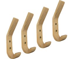 Set van 4 houten kapstokhaken (rubberwood)