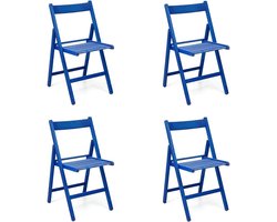 Set van 4 Houten Klapstoelen - Ruimtebesparend & Kleurrijk Binnen/Buiten