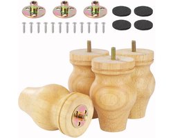 Set van 4 Houten Meubelpoten 13.5 cm – Zwaar, Massief Beukenhout voor Bank, Kast, Tafel – Inclusief Bevestigingsmateriaal