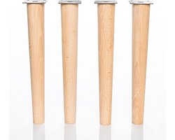 Set van 4 Houten Meubelpoten van Beukenhout, Conisch en Recht, Inclusief Montageplaten