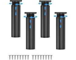 Set van 4 in hoogte verstelbare meubelpoten - 15-17 cm, zwart, geschikt voor bank, salontafel, tv-kast en badkamerkast