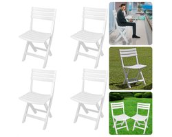 Set van 4 Inklapbare Tuinstoelen - Lichtgewicht Tuinstoelen voor Buiten - Comfortabele Tuinstoelen - Max Belasting 120 kg - Praktische Tuinstoelen Set - Tuinstoel Set - Wit - Inclusief EBOOK