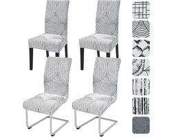 Set van 4 Jacquard Stoelhoezen voor Verstelbare Stoelen, Wasbare en Verwijderbare Hoezen voor Eetkamer, Feest en Bruiloft