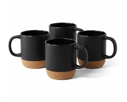 Set van 4 Keramische Koffiemokken met Natuurlijk Kurk - Eco Design