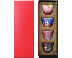 Set van 4 Keramische Theekopjes en Theepot, Aziatische Porselein Theeset, Japans Stijl Sake Kopjes voor Thee en Saki, Perfect voor Theeceremonies en Gezellige Avonden