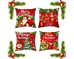 Set van 4 Kerst Kussenhoezen 45x45cm voor Sofa