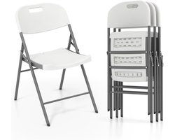Set van 4 Klapstoelen – Kunststof Stoelen tot 160 kg – Opvouwbaar & Ruimtebesparend – Voor Binnen en Buiten (Wit)