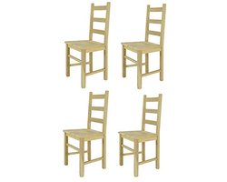 Set van 4 klassieke stoelen model Rustica voor keuken, bar en eetkamer - Houten stoelen in gepolijst beukenhout