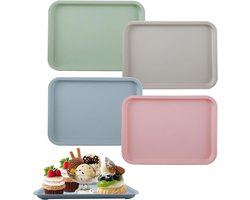 Set van 4 kleine rechthoekige schalen, fastfoodschalen, antislip rechthoekige caféschalen, effen kleur, herbruikbaar, geschikt voor fruitdesserts, keukens, cafés en bakkerijen (25 * 18 cm).