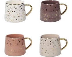 Set van 4 kleurrijke porseleinen kopjes - 340 cc