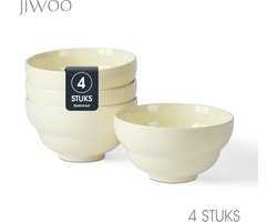 Set van 4 Kommen (Ø15,3cm / 800ml) Ontbijtkommen, Mueslikom, Soepkom, serviesset 4 persoons, Geschikt voor Restaurants, Horeca, Familiefeesten, Feest, Banketten en Picknicks, Magnetron-vaatwasserbestendig, Porselein
