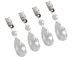 Set van 4 Kristallen Tafellaken Gewichten in Druppelvorm met Metalen Clip voor Buiten en Binnen, Perfect voor Tafeldecoratie en Windbescherming