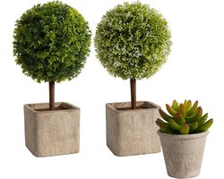 Set Van 4 Kunstplanten Levensechte Kunstplanten Voor Woonkamerdecoratie Mini Succulenten Kunstplanten Voor Kantoor Slaapkamer Badkamer Keuken Huis Binnendecoratie Wit Groen