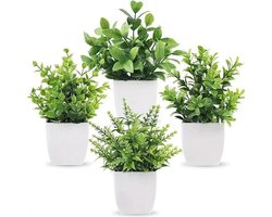 Set van 4 kunstplanten met pot – levensechte nep planten voor huisdecoratie, kantoor & woonkamer