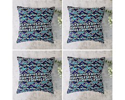 Set Van 4 Kussenhoes 40x40cm | Decoratieve Kussensloop | Sierkussens | Afrikaanse Boheemse Stijl Geometrische 'Mudcloth' Bogolan Geïnspireerd Print Woondecoratie Sierkussen Katoen Etnische Kussenhoes Case