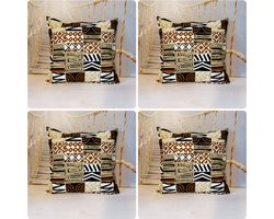 Set van 4 Kussenhoes | 40x4cm | | Decoratieve Kussensloop | Sierkussens | Afrikaanse Boheemse Stijl Geometrische 'Mudcloth' Bogolan Geïnspireerd Print Woondecoratie Sierkussen Katoen Etnische Kussenhoes