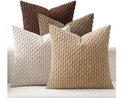 Set van 4 - Kussenhoes 45x45 cm - kussenhoes - sierkussenhoes - Decoratieve Corduroy Kussenhoes - met Rits - Zonder Binnenkussen - Boho - Gestreepte Vierkante Kussenslopen - voor Bank, Slaapkamer, Auto, Decoratie