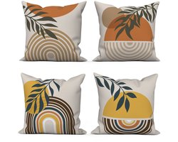 Set van 4 Kussenhoezen 45 x 45 cm met Bohemian Bladeren en Zon