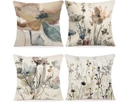 Set van 4 kussenhoezen - Boho decoratie - 40 x 40 cm - Katoen linnen