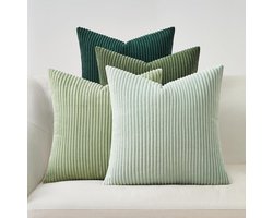 Set van 4 kussenslopen - Gestreepte kussenhoes - Decoratieve sierkussenhoes - Bankkussenhoes - Kusseninzet niet inbegrepen - Geschikt voor banken, slaapkamers, woonkamers, balkons, kinderkamers - Zachte sierkussenhoes - 45x45 cm